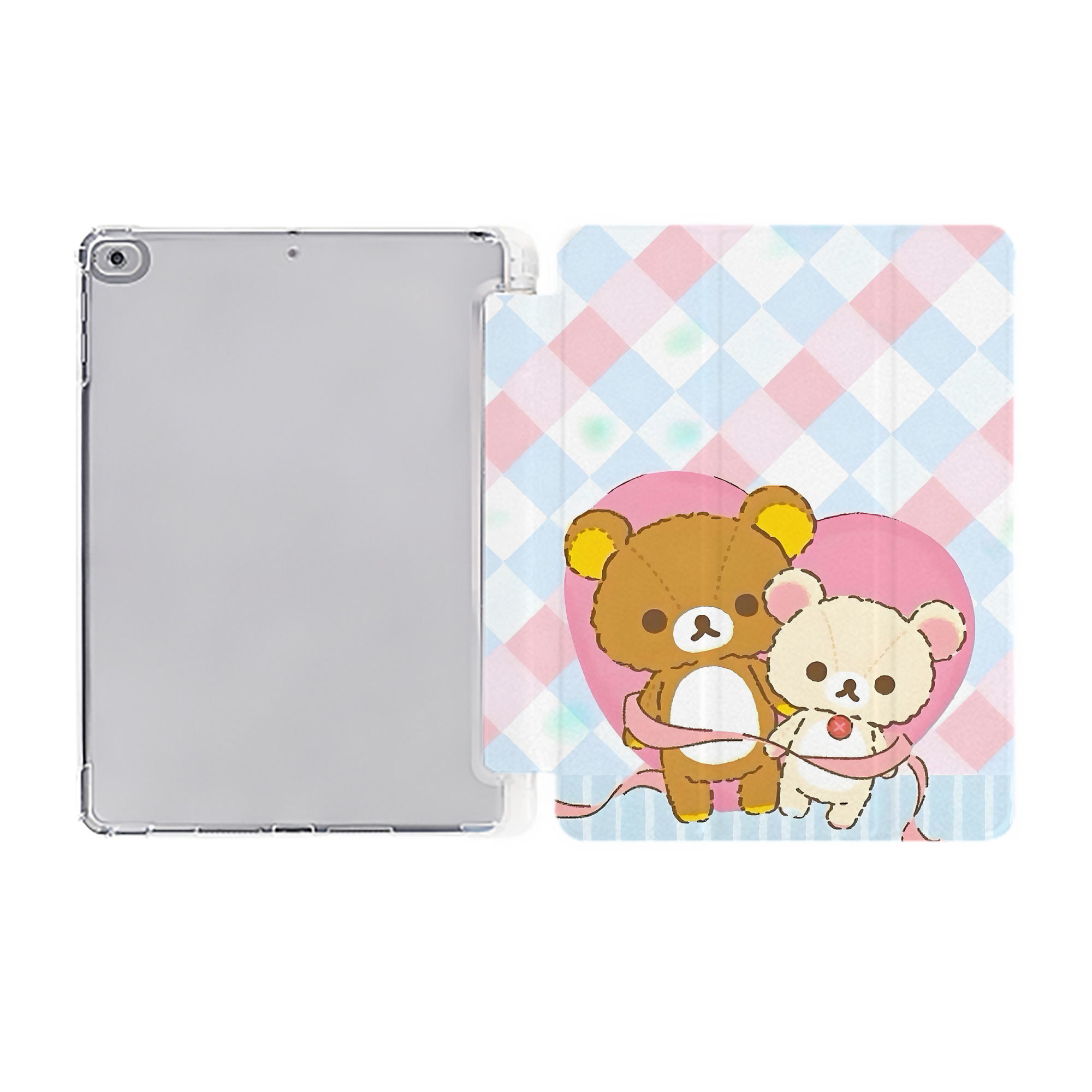 （画像用） リラックマ リラックマ キイロイトリ Rilakkuma Korilakkuma Kiiroitori IPad ケース ペン収納付き 三つ折りスタンド PUレザー×シリコン 対応機種9.5/10.5/10.9インチ